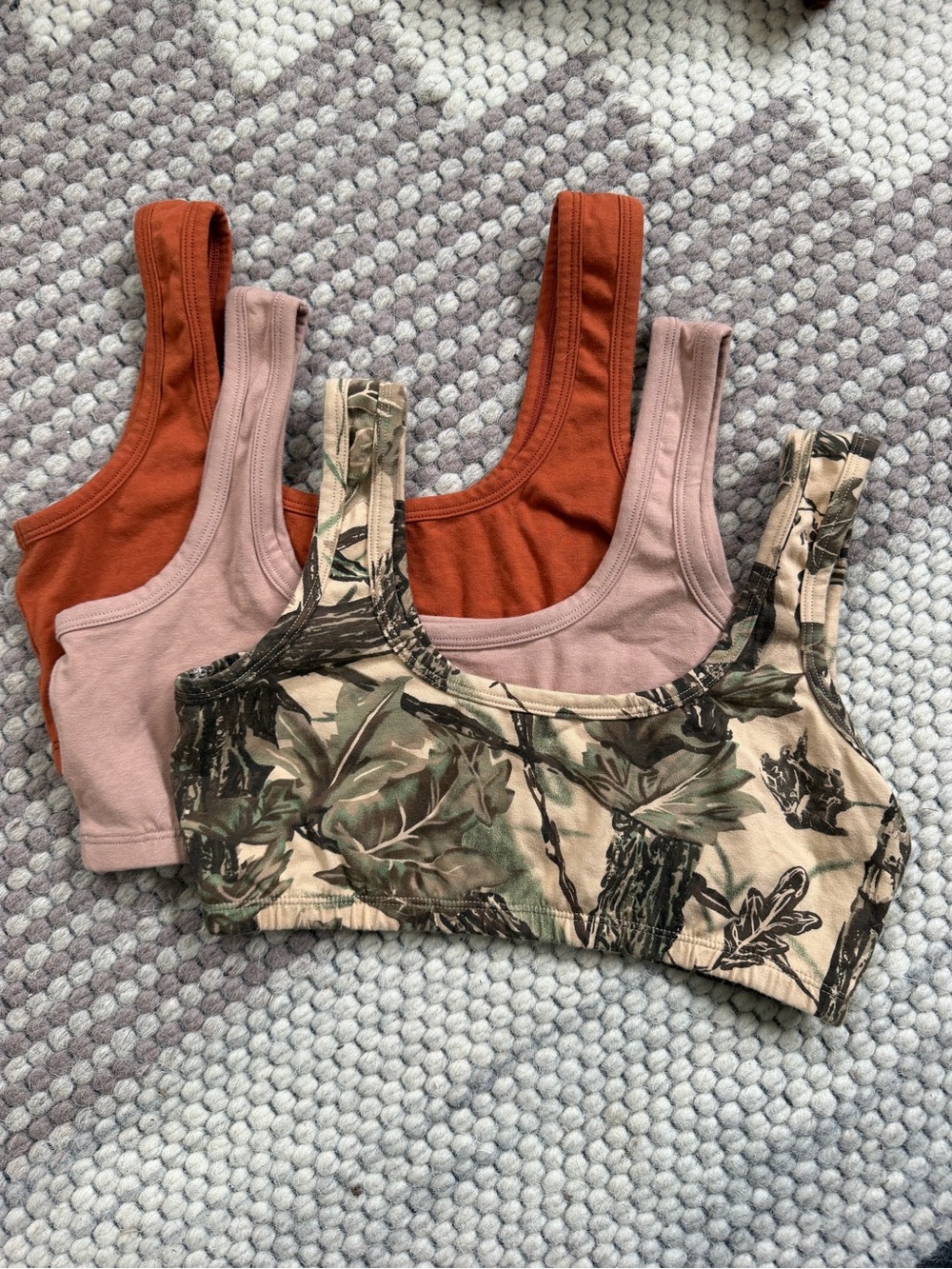 ARQ Bralette Trio — Rust, Mauve & Camo